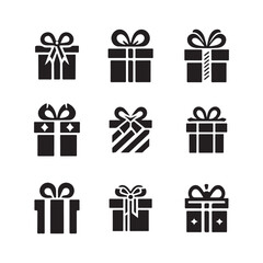 Gift Box Icons: A Collection of Present Symbols for Celebrations and Giving