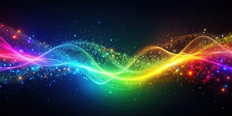 Obraz premium Colorful light waves with particles and futuristic spectrum, colorful, light, waves, particles, futuristic, spectrum