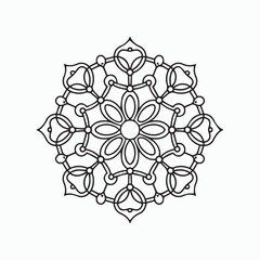 easy floral mandala design with clean lines for Kids coloring book page