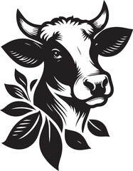 Cow with Leaves Design