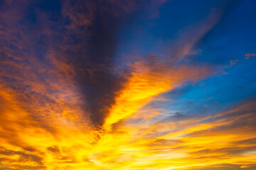 Panoramic beautiful sunset sky, Cloud in twilight -  nature background