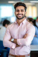 Obraz premium young indian man standing at office