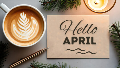 Hello April message lettering season greeting text