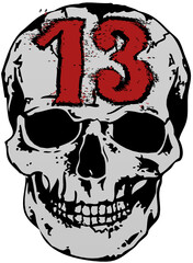 Tete de mort Tattoo old school crane style tatouage numero 13