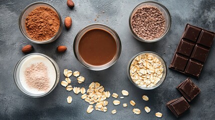 Chocolate Oatmeal Breakfast Ingredients