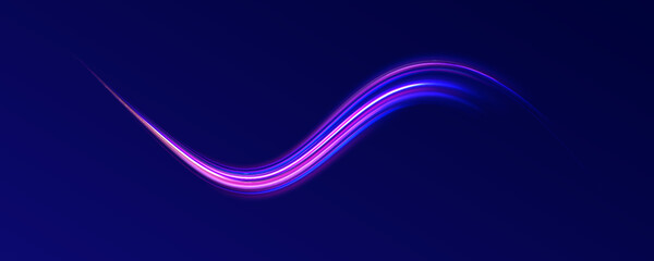 High-speed light trails effect. Futuristic dynamic motion technology. Png, neon, line, blur, beam, ray, abstract, energy. Neon color glowing lines background, Glowing wave swirl, impulse cable lines. 