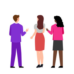 Back view of people. Back. Behind, the crowd. Vector simple color flat illustration.