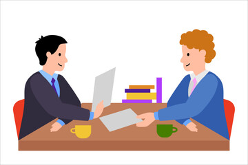 Negotiation. Vector simple color flat illustration.