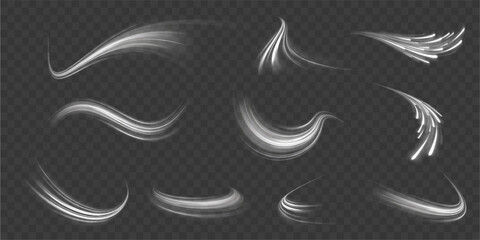 Abstract background rotational border lines, png, effect, wave,neon,line. Neon stripes in the form of drill, turns and swirl. Speed of light concept background. 