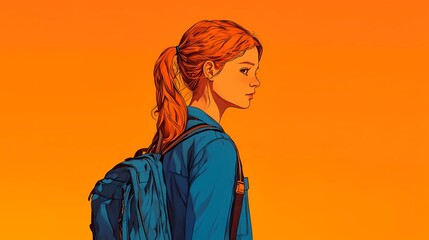 Young students with colorful backpacks on their way to school, ideal for academic-themed designs and advertising materials