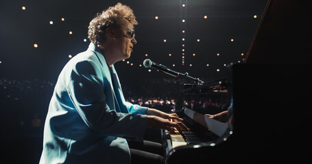 Musician Pours His Soul Into the Grand Piano, Filling the Venue With Expressive Notes and Soulful...