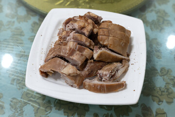 The mutton in the plate 