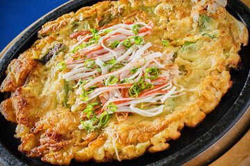 crispy fried scallion pancake topped with imitation crab meat © James