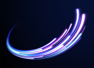 Sparkle flash light star shimmer vector on black background, shiny glowing metal round line planet curve. Glitter neon circle ring frame. Png, effect, wave,neon,line, futuristic web poster card print