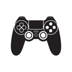 video game controller silhouette vector icon, black and white silhouette, vector and illustration isolated on white background, black and white
