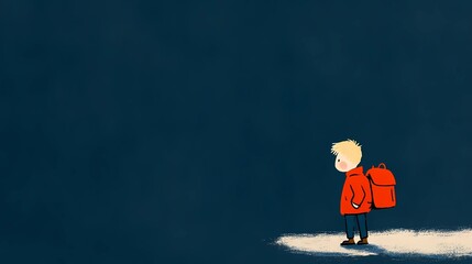 Children with backpacks outdoors, exploring and learning, perfect stock illustrarion.