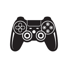 video game controller silhouette vector icon, black and white silhouette, vector and illustration isolated on white background, black and white