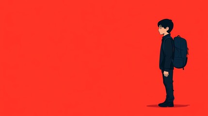 Obraz premium Children with backpacks outdoors, exploring and learning, perfect stock illustrarion.