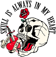 Tete de mort crane Tattoo old school style tatouage skulls is always in my heart