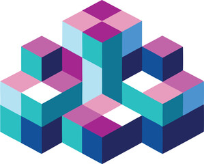 Obraz premium Abstract Isometric 3D Cube Structure Design Pattern Blocks