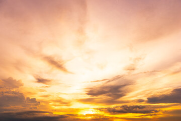 Panoramic beautiful sunset sky, Cloud in twilight -  nature background