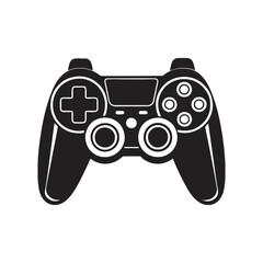 video game controller silhouette vector icon, black and white silhouette, vector and illustration isolated on white background, black and white