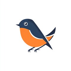 Obraz premium Simple, stylized illustration of an orange and blue bird.