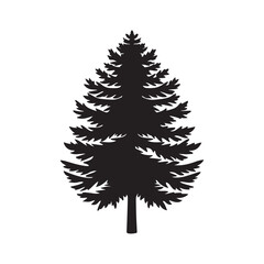 pine tree silhouette vector, black and white silhouette, vector and illustration isolated on white background, black and white