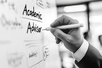 Academic Advisor Planning Meeting on Whiteboard