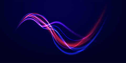 Vector glowing lines air flow effect. Speed connection background. Expressway, car headlight effect. Speed connection vector background. Png, line, blur, beam, ray, abstract, energy, pack, effect.
