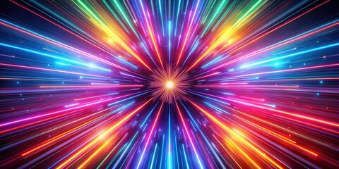 Futuristic neon burst in rendering with vibrant colors and sharp lines, future, neon, burst,rendering, vibrant, colors, sharp