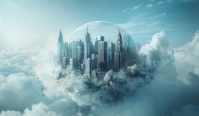 City in a Bubble, Floating Among the Clouds