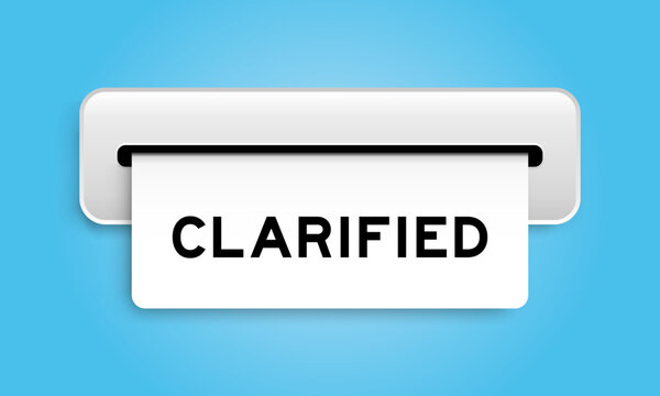 White coupon banner with word clarified from machine on blue color background