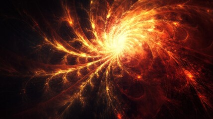 Fiery Abstract Swirling Cosmic Nebula Image