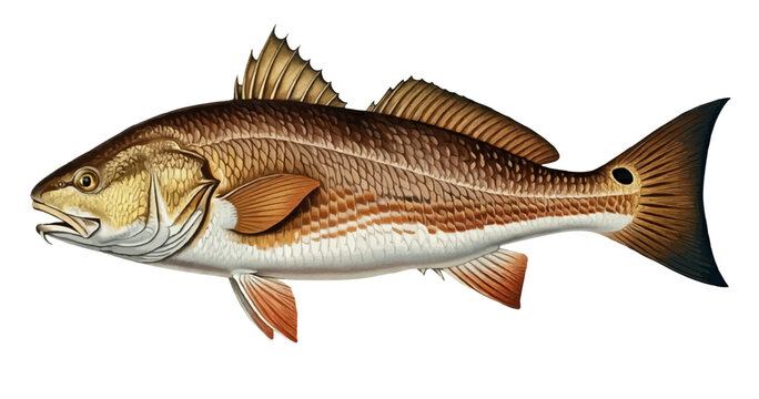 Vintage Redfish (Sciaenops ocellatus) Lithograph