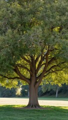 Naklejka premium Oak Tree Large hardwood tree that supports diverse wildlife with acorns