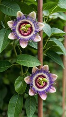 Passionflower Climbing vine with unique intricate flowers and edible fruit known as passion fruit