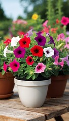 Fototapeta premium Petunia Colorful flowering annual plant that thrives in summer and is often used in hanging baskets