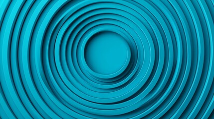 Obraz premium A vibrant, circular pattern in teal, featuring concentric rings that draw the eye to the center, creating a sense of depth and movement. 3D style.