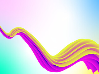Abstract color background. Volumetric relief striped color waves wriggle against gradient background. 