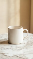 Elegant White Coffee Cup on Marble Table