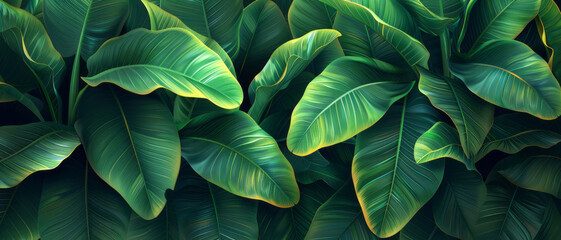 An abstract background with dark green leaves in a vector illustration, suitable as a background design for a banner, poster, or packaging.
