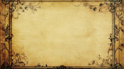 Antique postcard design with ornate floral frames and a blank center for personalized messages, ideal for vintage-themed cards or invitations.