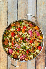 vegetable succotash with radish, tomato, and lima beans