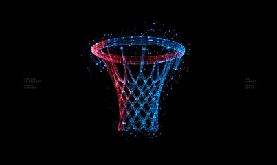 Basketball hoop low poly technology background with abstract polygonal digital design