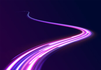 Abstract background in blue and purple neon glow colors. Png, lens, light, neon, line, blur, beam, ray. Laser beams luminous abstract sparkling isolated on a transparent background. 