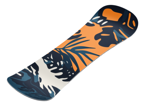 Snowboard with abstract orange and blue pattern - Powered by Adobe