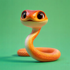 Fototapeta premium Adorable Orange Cartoon Snake with Big Eyes