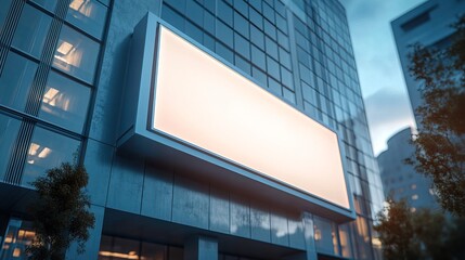 Obraz premium Advertising banner mockup in front of the office building