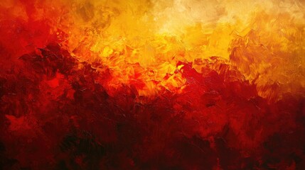 Obraz premium Dynamic abstract artwork blending vivid shades of red and amber, showcasing energetic brushstrokes and a lyrical expressionist style.